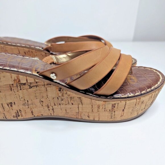 Sam Edelman Reana Brown Cork Wedge Sandals Women’s Size 6.5 Pre-Owned - Picture 8 of 9